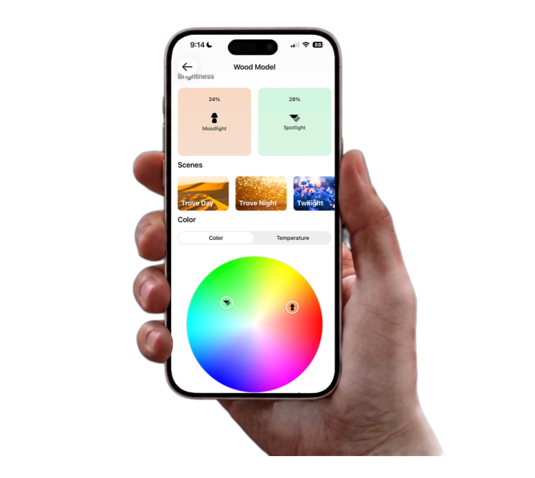 Uva app — adjustable lighting